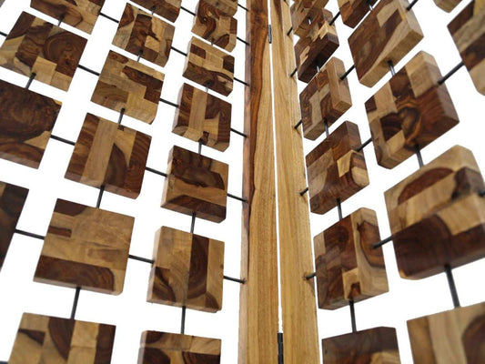 Mod Floating Wood Squares Three Panel Room Divider Screen - Homeroots - Flyclothing LLC