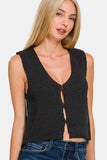 Zenana Hook and Eye Closure V-Neck Sweater Vest - Trendsi - Flyclothing LLC