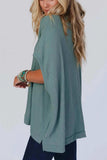 Oversized Ribbed Knit V Neck Dolman Short Sleeve Top - Trendsi - Flyclothing LLC