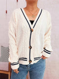 Star Pattern Button-Up Cardigan with Contrast Trim - Trendsi - Flyclothing LLC