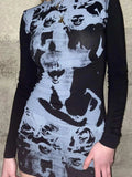 Printed Round Neck Long Sleeve Mini Dress - Trendsi - Flyclothing LLC