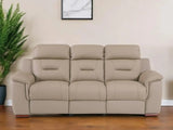 90" Beige Faux Leather Sofa With Brown Legs - Homeroots - Flyclothing LLC