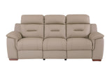 90" Beige Faux Leather Sofa With Brown Legs - Homeroots - Flyclothing LLC