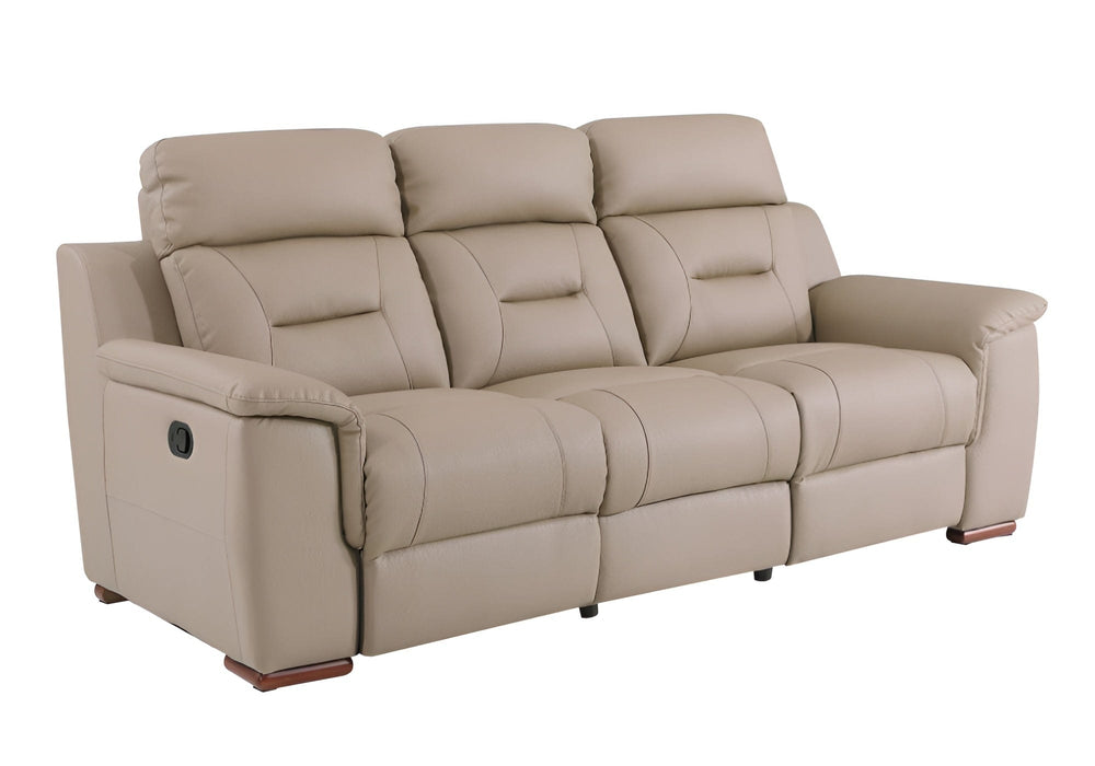 90" Beige Faux Leather Sofa With Brown Legs - Homeroots - Flyclothing LLC
