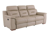 90" Beige Faux Leather Sofa With Brown Legs - Homeroots - Flyclothing LLC