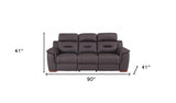 90" Brown Faux Leather Sofa - Homeroots - Flyclothing LLC