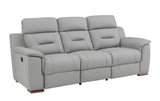 90" Gray Faux Leather Reclining Sofa With Brown Legs - Homeroots - Flyclothing LLC