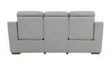 90" Gray Faux Leather Reclining Sofa With Brown Legs - Homeroots - Flyclothing LLC