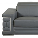 Two Piece Indoor Dark Gray Italian Leather Five Person Seating Set - Homeroots - Flyclothing LLC