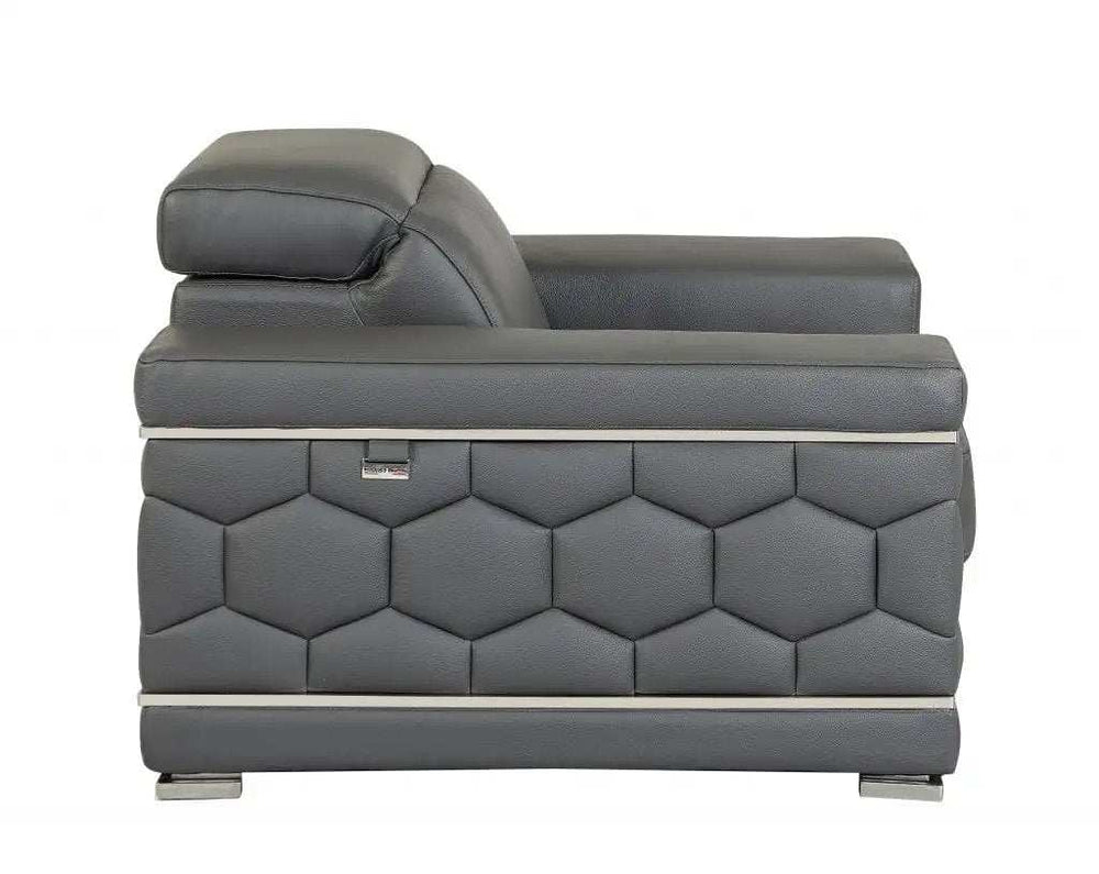 Two Piece Indoor Dark Gray Italian Leather Five Person Seating Set - Homeroots - Flyclothing LLC
