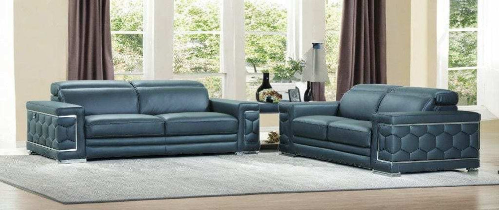 Two Piece Indoor Dark Gray Italian Leather Five Person Seating Set - Homeroots - Flyclothing LLC