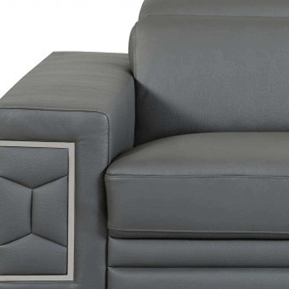 Two Piece Indoor Dark Gray Italian Leather Five Person Seating Set - Homeroots - Flyclothing LLC