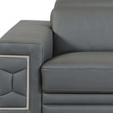 Two Piece Indoor Dark Gray Italian Leather Five Person Seating Set - Homeroots - Flyclothing LLC