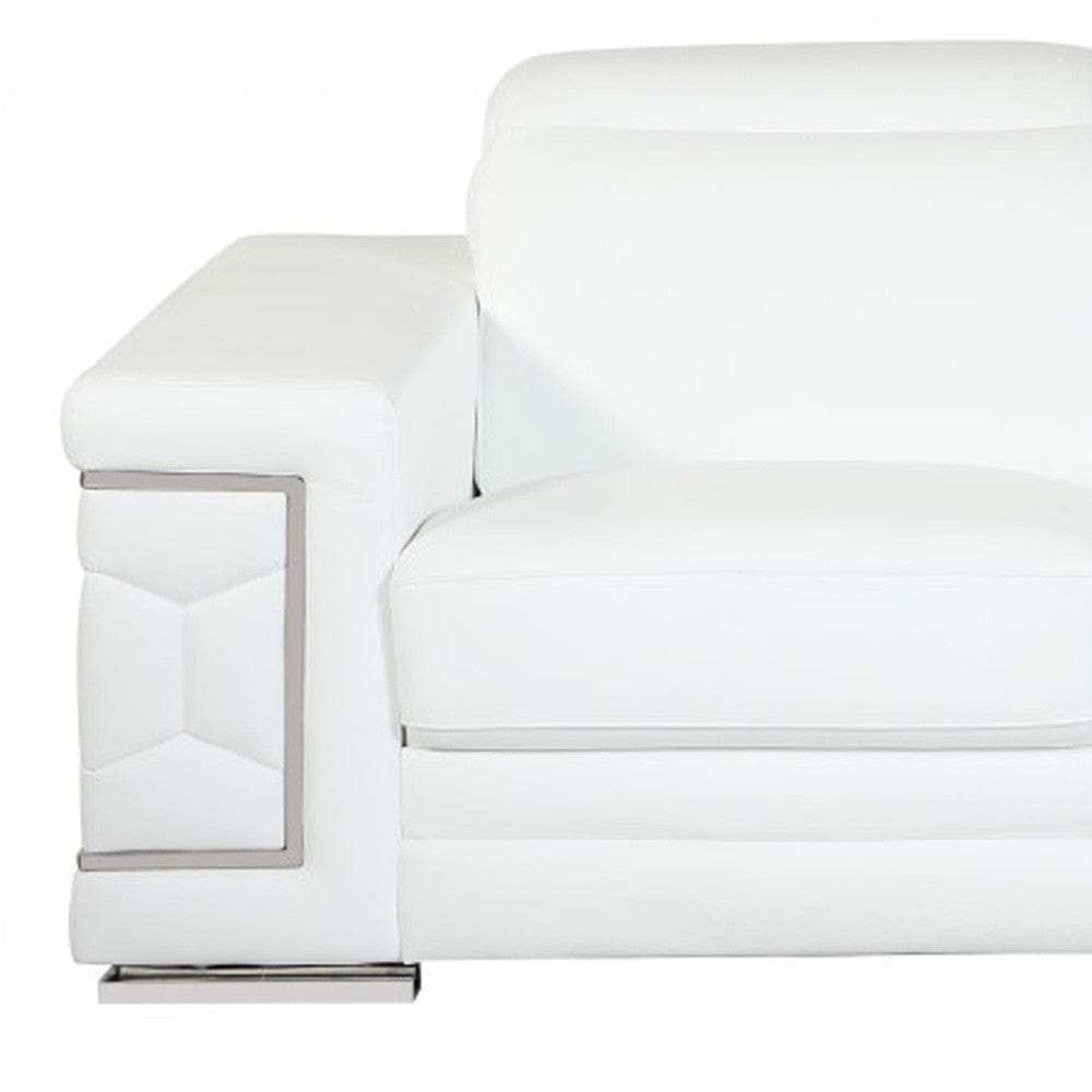 Two Piece Indoor White Italian Leather Five Person Seating Set - Homeroots - Flyclothing LLC