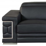 Two Piece Indoor Black Italian Leather Five Person Seating Set - Homeroots - Flyclothing LLC