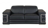Two Piece Indoor Black Italian Leather Five Person Seating Set - Homeroots - Flyclothing LLC
