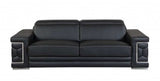 Two Piece Indoor Black Italian Leather Five Person Seating Set - Homeroots - Flyclothing LLC