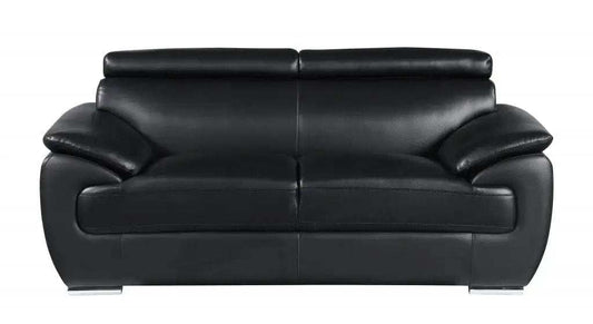 Two Piece Indoor Black Genuine Leather Five Person Seating Set - Homeroots - Flyclothing LLC