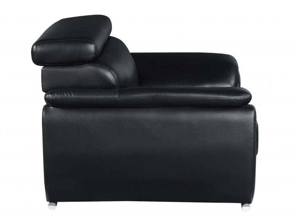 Two Piece Indoor Black Genuine Leather Five Person Seating Set - Homeroots - Flyclothing LLC