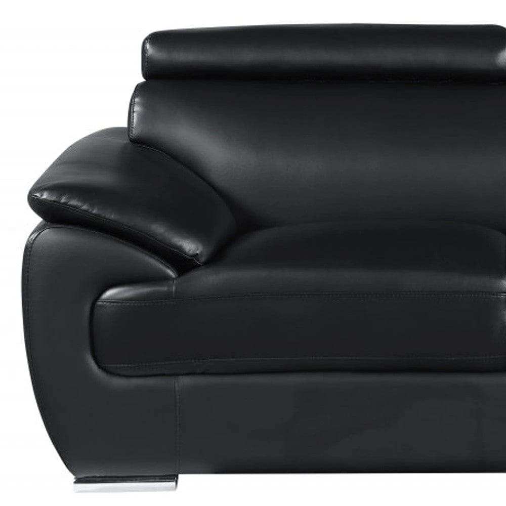Two Piece Indoor Black Genuine Leather Five Person Seating Set - Homeroots - Flyclothing LLC