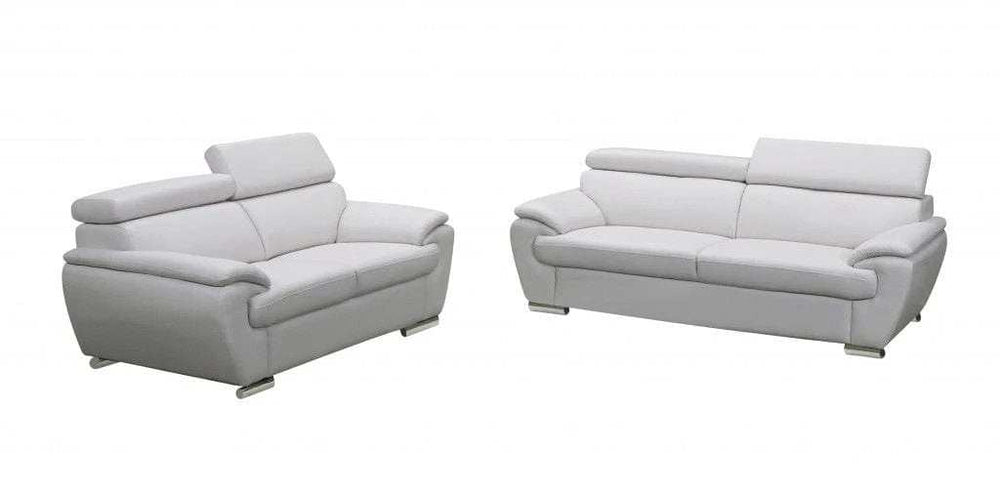 Two Piece Indoor White Genuine Leather Five Person Seating Set - Homeroots - Flyclothing LLC