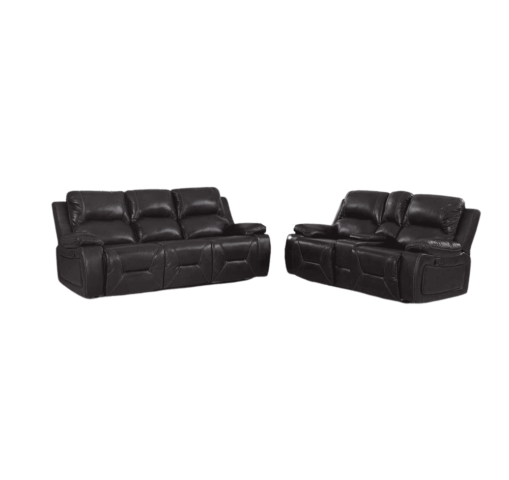 Two Piece Indoor Brown Faux Leather Five Person Seating Set - Homeroots - Flyclothing LLC