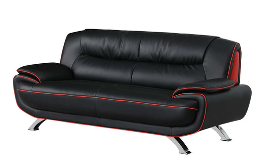 Two Piece Indoor Black Genuine Leather Five Person Seating Set - Homeroots - Flyclothing LLC