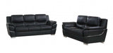 Two Piece Indoor Black Genuine Leather Five Person Seating Set - Homeroots - Flyclothing LLC