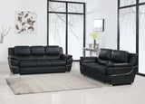 Two Piece Indoor Black Genuine Leather Five Person Seating Set - Homeroots - Flyclothing LLC