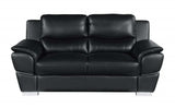 Two Piece Indoor Black Genuine Leather Five Person Seating Set - Homeroots - Flyclothing LLC