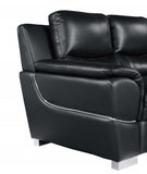 Two Piece Indoor Black Genuine Leather Five Person Seating Set - Homeroots - Flyclothing LLC