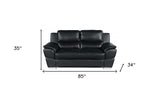 Two Piece Indoor Black Genuine Leather Five Person Seating Set - Homeroots - Flyclothing LLC