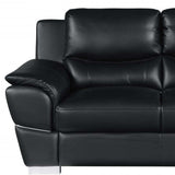Two Piece Indoor Black Genuine Leather Five Person Seating Set - Homeroots - Flyclothing LLC