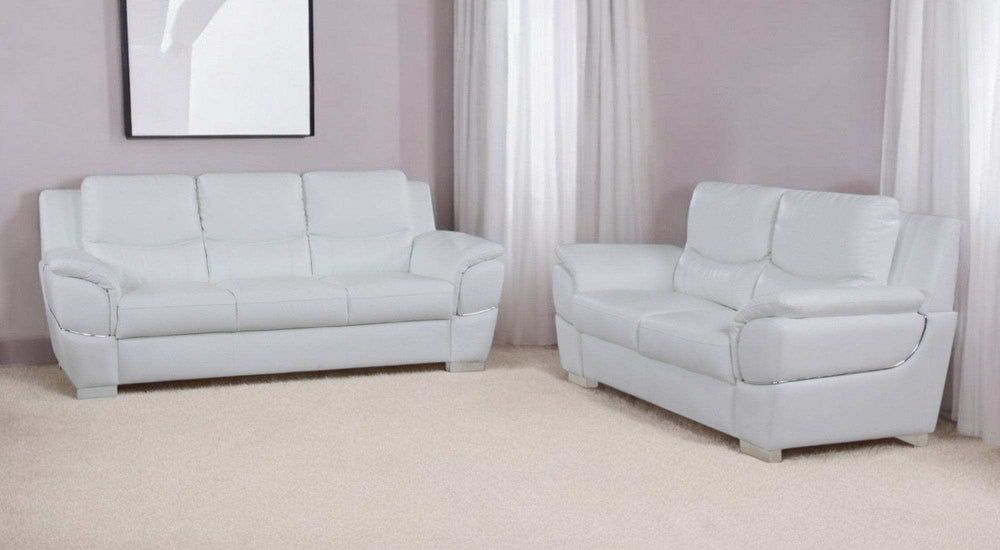 Two Piece Indoor White Genuine Leather Five Person Seating Set - Homeroots - Flyclothing LLC