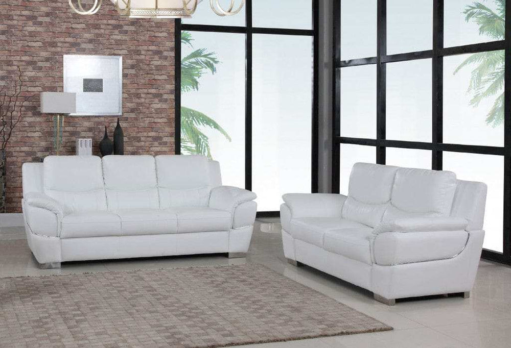Two Piece Indoor White Genuine Leather Five Person Seating Set - Homeroots - Flyclothing LLC