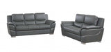 Two Piece Indoor Gray Genuine Leather Five Person Seating Set - Homeroots - Flyclothing LLC