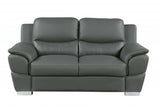 Two Piece Indoor Gray Genuine Leather Five Person Seating Set - Homeroots - Flyclothing LLC