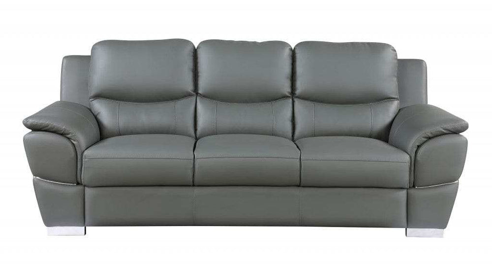 Two Piece Indoor Gray Genuine Leather Five Person Seating Set - Homeroots - Flyclothing LLC
