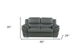 Two Piece Indoor Gray Genuine Leather Five Person Seating Set - Homeroots - Flyclothing LLC