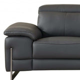 Two Piece Indoor Dark Gray Italian Leather Five Person Seating Set - Homeroots - Flyclothing LLC