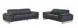 Two Piece Indoor Dark Gray Italian Leather Five Person Seating Set - Homeroots - Flyclothing LLC