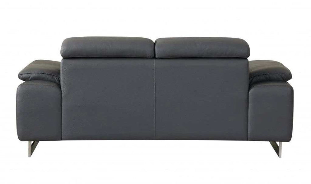 Two Piece Indoor Dark Gray Italian Leather Five Person Seating Set - Homeroots - Flyclothing LLC