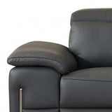 Two Piece Indoor Dark Gray Italian Leather Five Person Seating Set - Homeroots - Flyclothing LLC