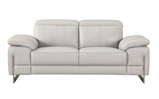 Two Piece Indoor Light Gray Italian Leather Five Person Seating Set - Homeroots - Flyclothing LLC