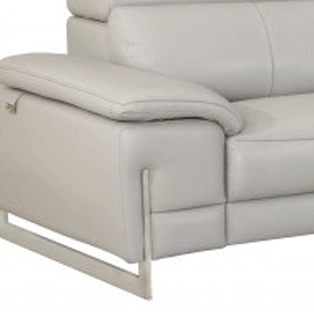 Two Piece Indoor Light Gray Italian Leather Five Person Seating Set - Homeroots - Flyclothing LLC