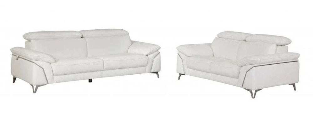 Two Piece Indoor White Italian Leather Five Person Seating Set - Homeroots - Flyclothing LLC