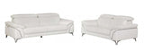 Two Piece Indoor White Italian Leather Five Person Seating Set - Homeroots - Flyclothing LLC