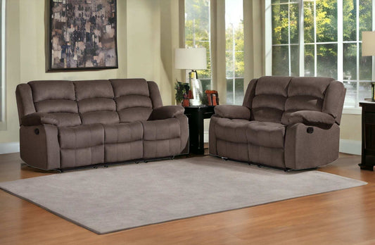 Two Piece Indoor Brown Microsuede Five Person Seating Set - Homeroots - Flyclothing LLC