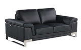 Two Piece Indoor Black Italian Leather Five Person Seating Set - Homeroots - Flyclothing LLC