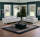 Two Piece Indoor Light Gray Italian Leather Five Person Seating Set - Homeroots - Flyclothing LLC